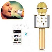 WS-858 belaidis karaoke mikrofonas- Bluetooth rankinis garsiakalbis, auksinis