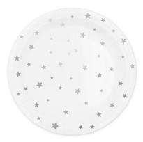 Popierinės lėkštės su žvaigždutėmis, baltos sp., 23cm, 6vnt.