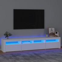 Televizoriaus spintelė su led apšvietimu, balta, 210 x 35 x 40 cm