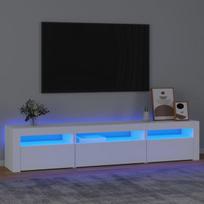 Televizoriaus spintelė su led apšvietimu, balta, 195 x 35 x 40 cm