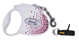 Flexi automatinis pavadėlis Glam Splash Pink S, baltas, 3 m