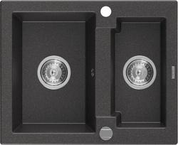 Granitinė virtuvinė plautuvė Mexen Carlos su sifonu, Black granite