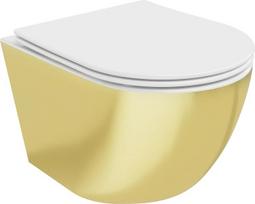 Klozetas Mexen Lena Rimless Slim Duroplast su lėtai nusileidžiančiu dangčiu, White/Gold