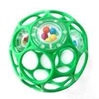 Kamuolys su barškučiu Oball 10 cm, žalias, 0m+