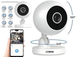 Išmanioji mini stebėjimo kamera LIVMAN A2 su lanksčiais žiūrėjimo kampais, dvipusio balso funkcija ir valdymu per O-KM Pro (O-KAM) programėlę, maitinama per USB laidą, 640x480 pikselių