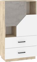 Komoda Meblocross Pax, 140x80x43 cm, balta/pilka/ruda