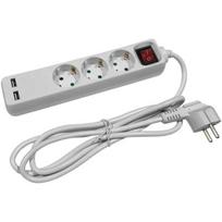 Prailgintuvas su įžeminimu Entac 3 lizdų + 2 USB 3680W IP20 1.5 m su jungtuku