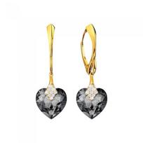 Sidabriniai auskarai moterims DiamondSky „Cute Valentine (Silver Night)“ su Swarovski kristalais