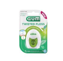 Dantų siūlas Twisted 30m GUM® (3500) pintas, dvigubas, vaškuotas, su žaliosios arbatos ir mėtos skoniu