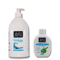 Rankų muilas Jūros vėjas ir Intymios higienos prausiklis Alijošius ir žalioji arbata Rinkinys 2 vnt 1000ml+ 400ml