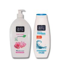 BIO muilas veidui ir rankoms Lotosas ir Rožė ir Dušo žele Jūros vėjas Rinkinys 2 vnt 1000ml+ 750ml