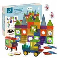 3D magnetinės kaladėlės 73 el edukacinis skydelis vaikams rinkinys Click4Toys įvairiaspalvis