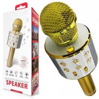 Karaoke mikrofonas su bluetooth garsiakalbiu, auksinis