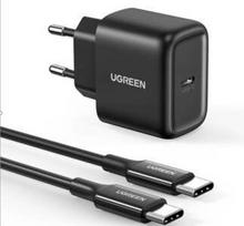 Ugreen USB C tipo įkroviklis 25W maitinimo šaltinis + USB C tipo laidas 2m (50581) juodas