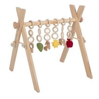 KiddyMoon medinis kūdikių gimnastikos stovas kabančiais žaisliukais Montessori