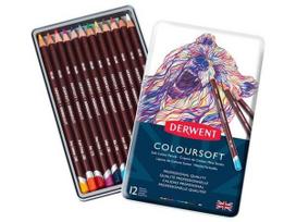 Spalvotas pieštukas Derwent Coloursoft 12vnt. metalinė dėžutė