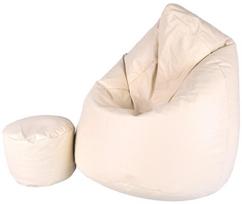 Sėdmaišis su pufu Mega Comfort XXL, dirbtinė oda, kreminis