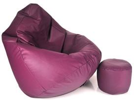 Sėdmaišis su pufu Mega Comfort XXL, dirbtinė oda, slyvų spalvos