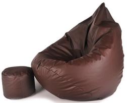 Sėdmaišis su pufu Mega Comfort XXL, dirbtinė oda, rudas