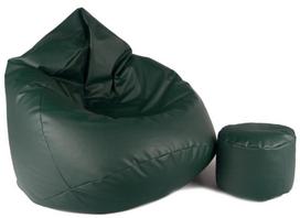 Sėdmaišis su pufu Mega Comfort XXL, dirbtinė oda, tamsiai žalias
