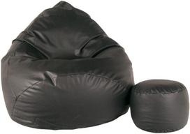Sėdmaišis su pufu Mega Comfort XXL, dirbtinė oda, juodas