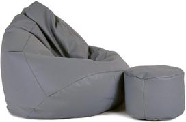Sėdmaišis su pufu Mega Comfort XXL, dirbtinė oda, tamsiai pilkas