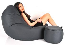 Sėdmaišis su pufu Mega Comfort XXL, kodura, grafito spalvos
