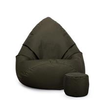 Sėdmaišis su pufu Mega Comfort XXL, kodura, tamsiai žalias