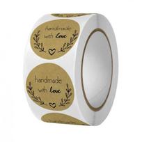 500 vienetų lipdukų ant juostos su užrašu "handmade with love", 25 mm