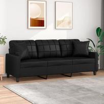 Trivietė sofa vidaXL, juoda