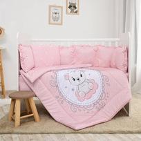 Lorelli vaikiškas patalynės komplektas Lily Bear Pink, 60x120 cm, 7 dalių