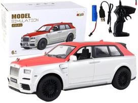 Automobilis su nuotolinio valdymo pultu, baltas/raudonas