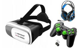 VR akiniai Esperanza GOGGLE VR 3D 360 ir Esperamza žaidimų pultas ir ESPERANZA ausinės su mikrofonu