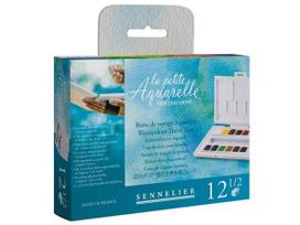 Akvareliniai dažų rinkinys Sennelier La Petite Aquarelle 12x1/2 kubelių plastikinė dėžutė