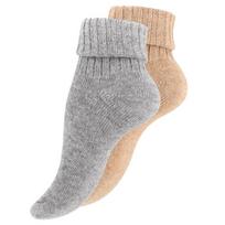 Vilnonės kojinės moterims Vca Textil, pilkos/smėlio salvos, 2 poros