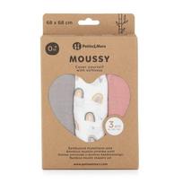 Muslino vystyklų rinkinys Petite&Mars, 68cmx68cm, 3 vnt., Moussy Rose Rainbows