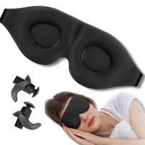 3D miego kaukė unisex su ausų kištukais, juoda, Universalus