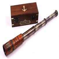 Funkcinis senovinis žalvarinis laivybos antikvarinis teleskopas žalvarinis jūrinis spyglass kolekcinis dekoras 38,1 cm.