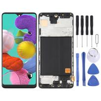 OLED LCD ekranas, skirtas Samsung Galaxy A51 4G SM-A515(6,36 colio) Skaitmenintuvo pilnas surinkimas su rėmeliu (Juoda) juoda