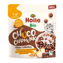 Ekologiški CHOCO CHIPMUNK traškūs obuolių-kakavos skonio sausi pusryčiai| Holle (125 g)