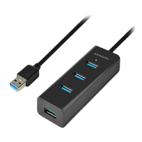 AXAGON HUE-S2BL 4-Port USB 3.0 Charging Hub with 1.2m Cable, Micro-USB Charging