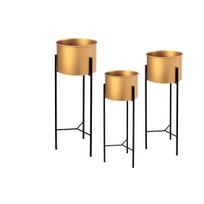 Gėlių stovų rinkinys metalinis, auksinis, 3 vnt