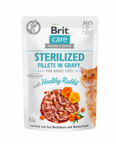 Brit Care Cat Sterilized Fillets in Gravy Healthy Rabbit konservai sterilizuotoms katėms su triušiena, 24 x 85 g