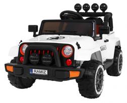 Dvivietis vaikiškas elektromobilis Ramiz Jeep Full Time 4WD, baltas