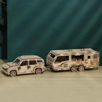 3D RV automobiliai mediniai galvosūkiai žaislai vaikams konstravimo rinkinio modelis, skirtas suaugusiems dovanai, pasidaryk pats. gelsvai ruda