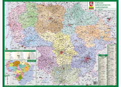 Lietuvos administracinis suskirstymas, žemėlapis 65*50 cm. - Nėra Autoriaus