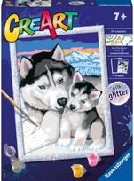 Tapyba pagal numerius RAVENSBURGER Cute Huskies 27x20 cm.