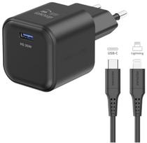 Swissten GaN USB-C 35W PD Travel Charger + 1.2m USB-C to Lightning Data Cable