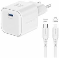 Swissten GaN USB-C 35W PD Travel Charger + 1.2m USB-C to Lightning Data Cable