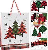 Kalėdinis dovanų maišelis TARTAN XMAS, 18x8x24 cm